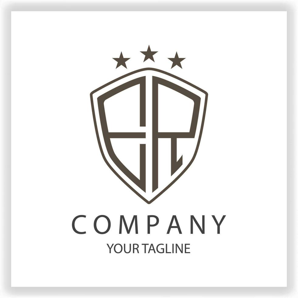 ER Logo monogram with shield shape isolated black colors on outline design template premium elegant template vector eps 10