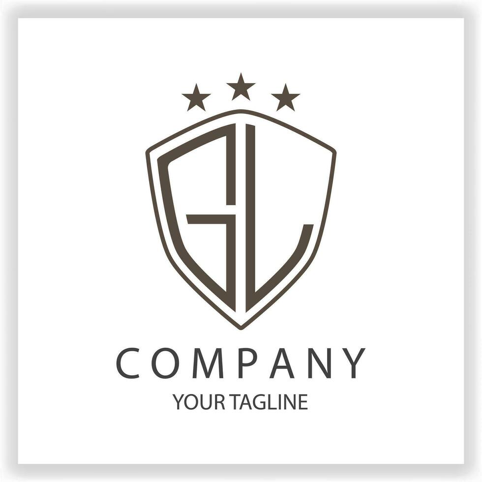 GL Logo monogram with shield shape isolated black colors on outline design template premium elegant template vector eps 10