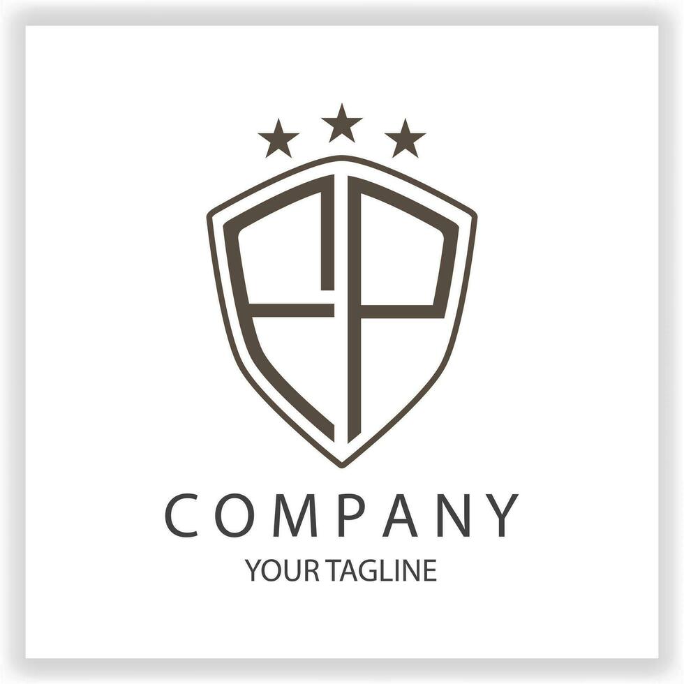 FP Logo monogram with shield shape isolated black colors on outline design template premium elegant template vector eps 10