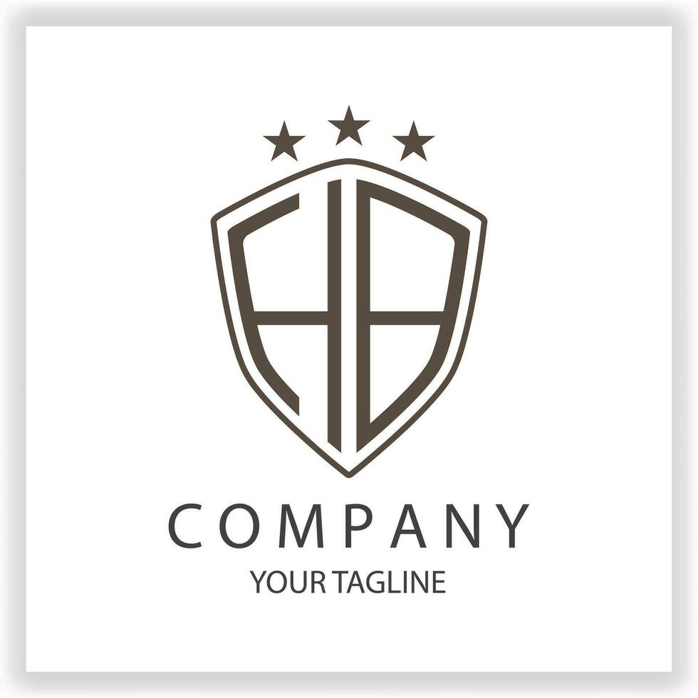 HB Logo monogram with shield shape isolated black colors on outline design template premium elegant template vector eps 10