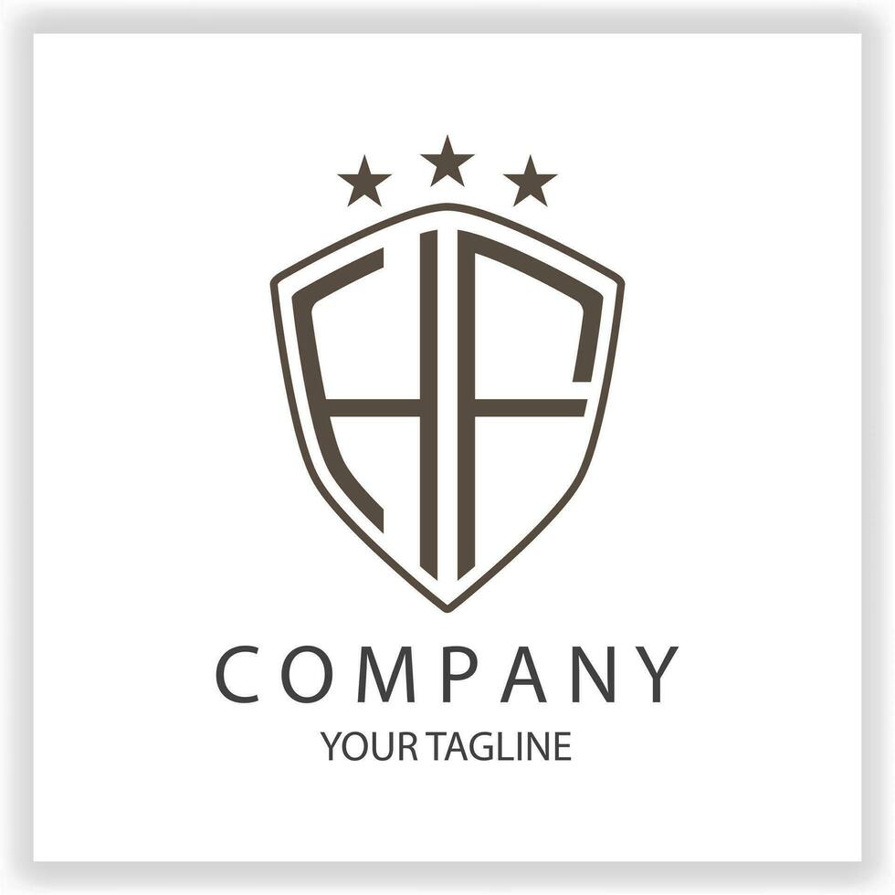 HF Logo monogram with shield shape isolated black colors on outline design template premium elegant template vector eps 10