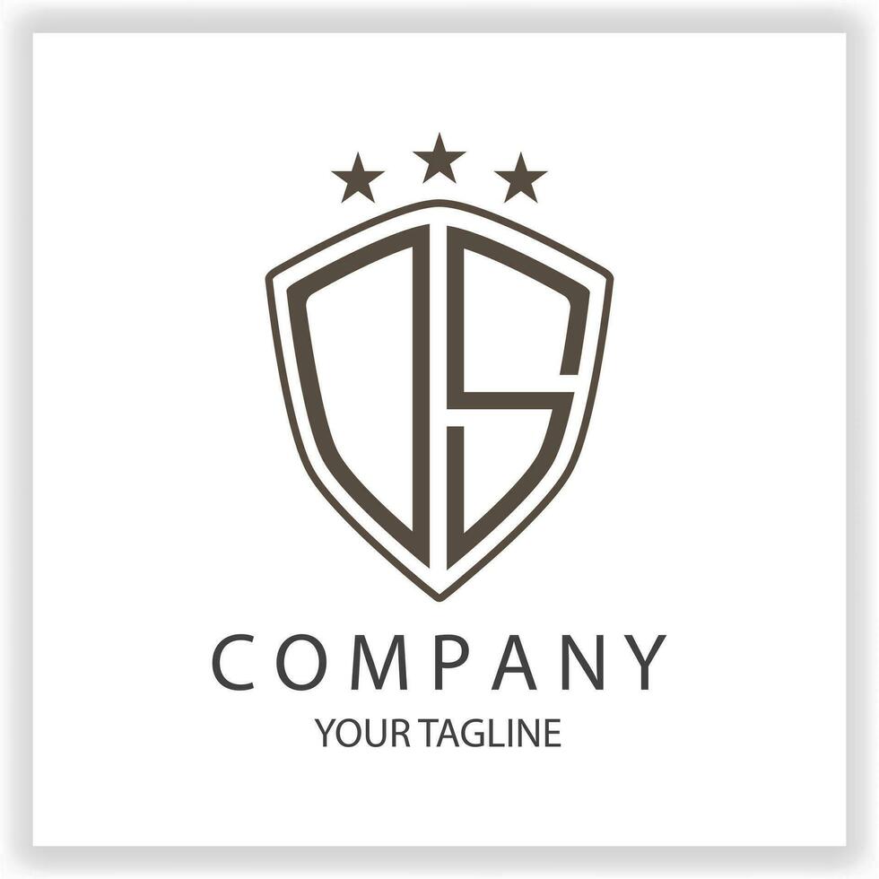 DS OS Logo monogram with shield shape isolated black colors on outline design template premium elegant template vector eps 10