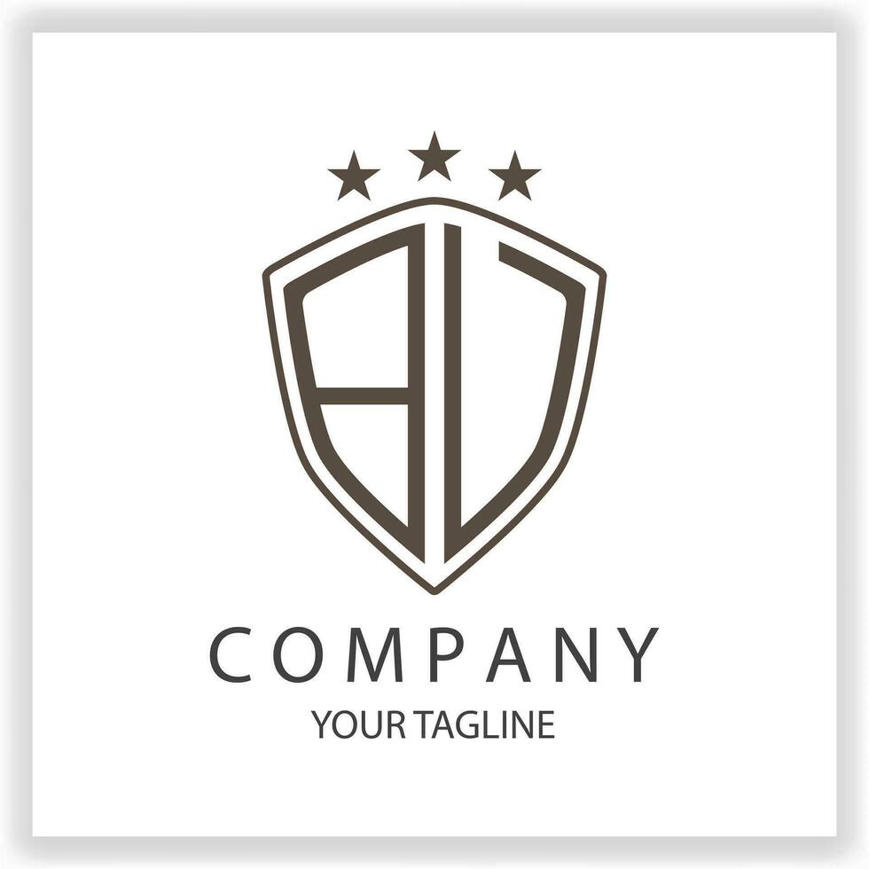 BV BU Logo monogram with shield shape isolated black colors on outline design template premium elegant template vector eps 10