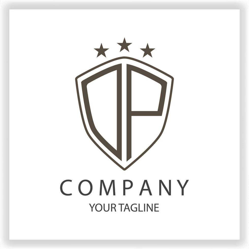 DP OP Logo monogram with shield shape isolated black colors on outline design template premium elegant template vector eps 10