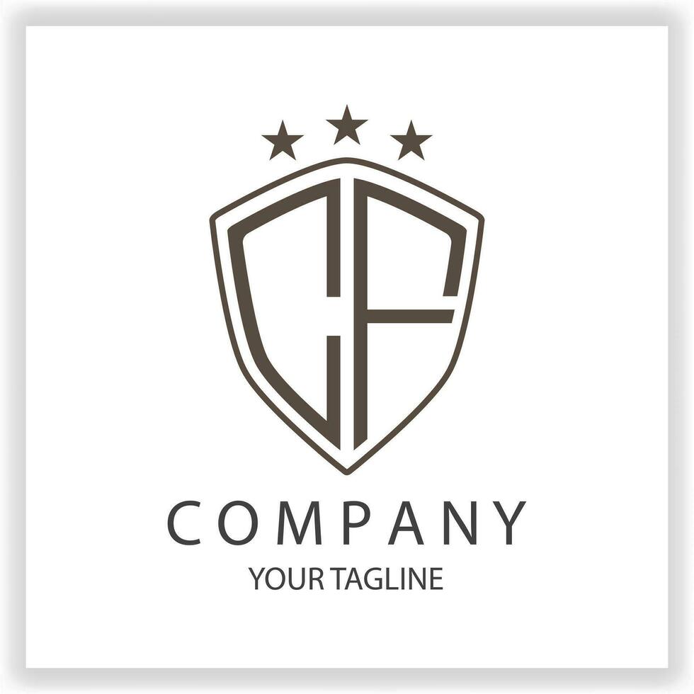 CF Logo monogram with shield shape isolated black colors on outline design template premium elegant template vector eps 10