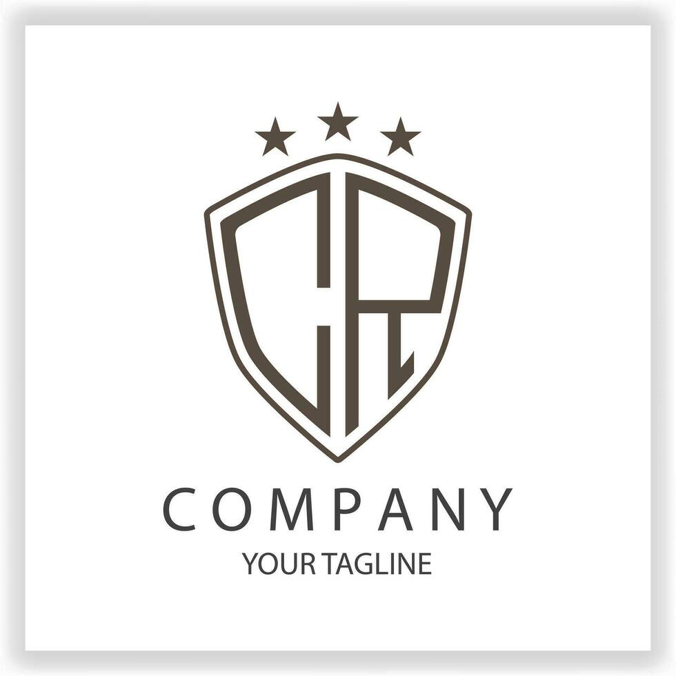 CR Logo monogram with shield shape isolated black colors on outline design template premium elegant template vector eps 10