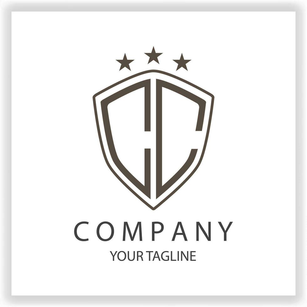 CC Logo monogram with shield shape isolated black colors on outline design template premium elegant template vector eps 10