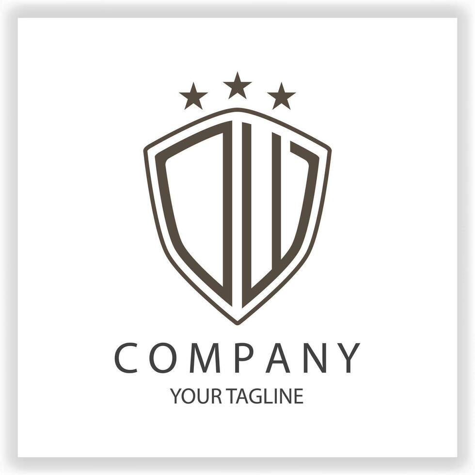 DW Logo monogram with shield shape isolated black colors on outline design template premium elegant template vector eps 10