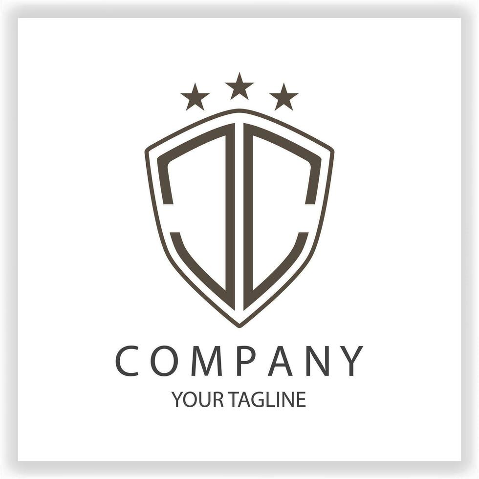 CC Logo monogram with shield shape isolated black colors on outline design template premium elegant template vector eps 10