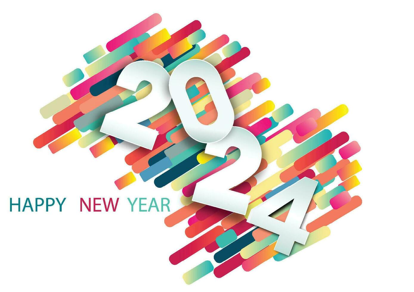 2024 happy new year.Paper cut 2024 word for new year festival.card