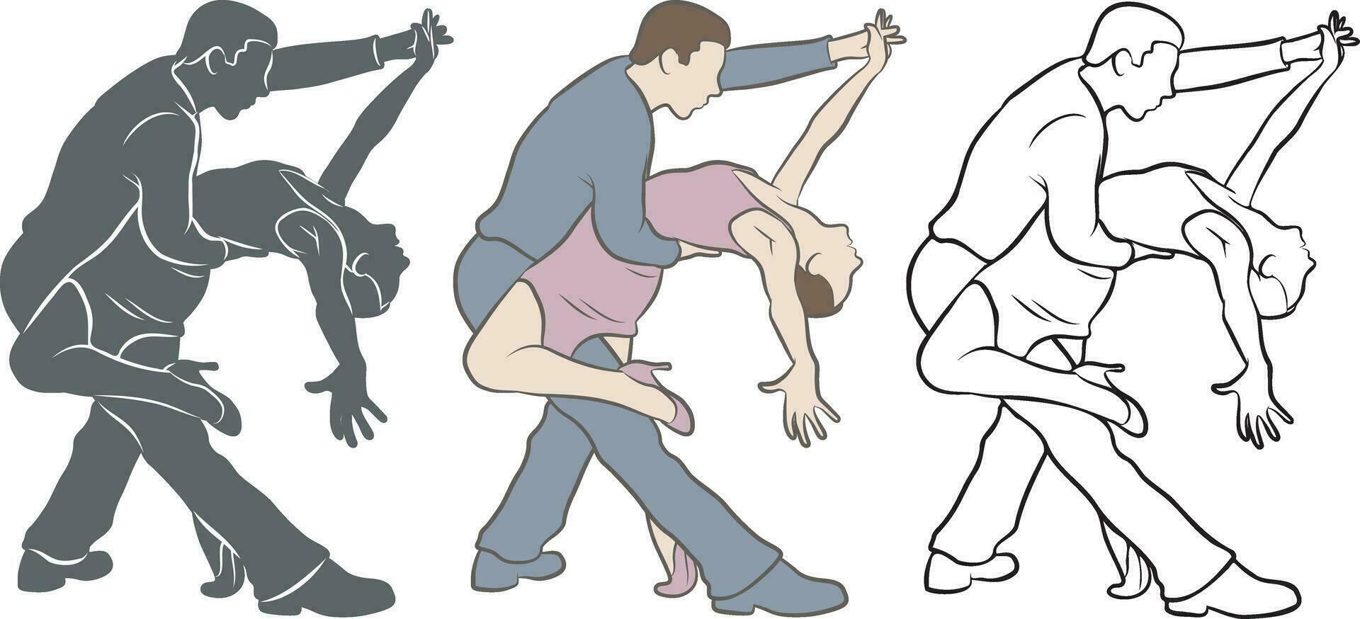 Couple Dancers in Ballroom Set. vector