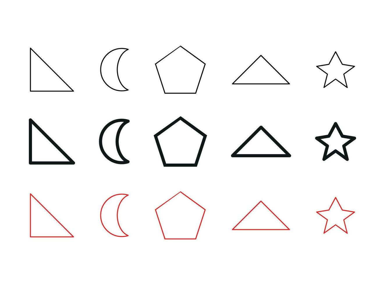 Vector geometric shapes outline collection diagram elements.