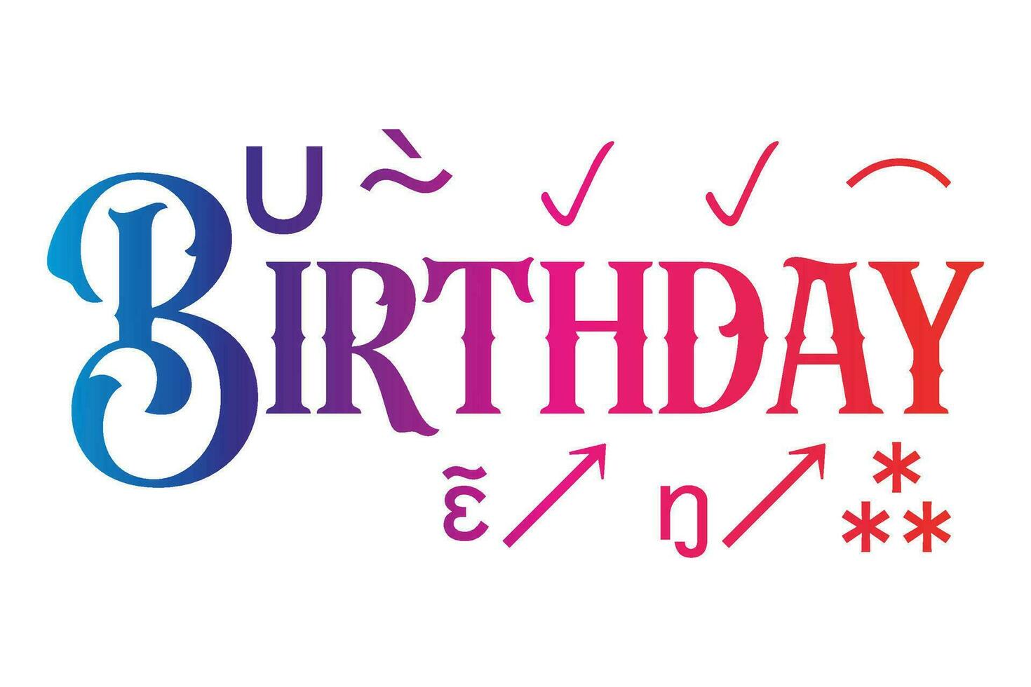 Happy Birthday wishings vector illustration.