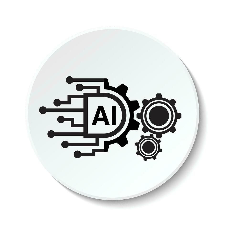 gear symbol and AI icon. concept of digital illustration of work technology using artificial intelligence vector