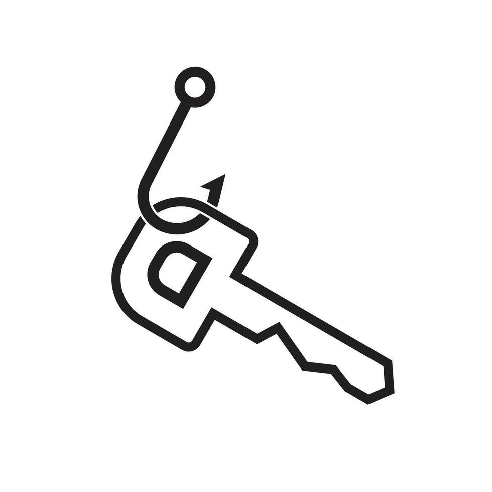 key and hook icon. concept illustration of phishing crimes by taking passwords and usernames vector