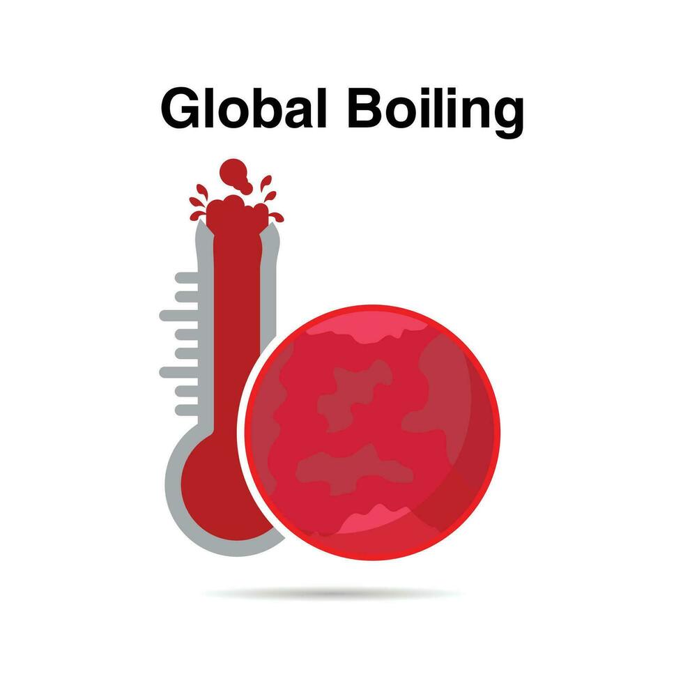 vector illustration of a globe and red temperatures. the concept of hot weather that is hitting the earth. global boiling