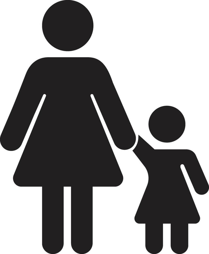 Parents and child family icon solid in flat trendy style. Happy little family for insurance symbol with mother and daughter sign. Design isolated on transparent background. Vector apps, website