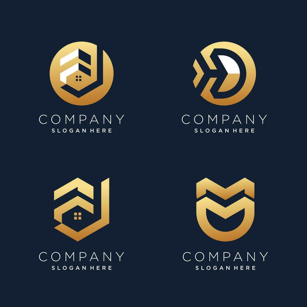 letra re logo diseño elemento vector con creativo dorado concepto