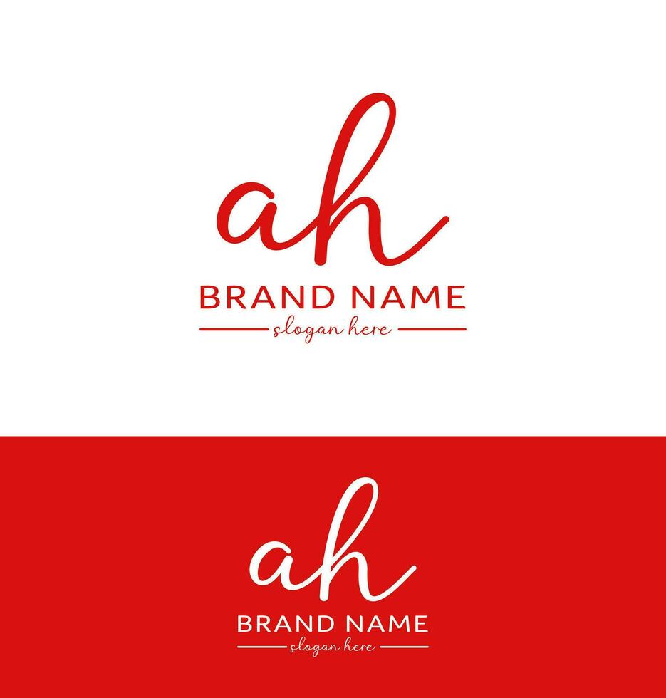 ah letter handwriting signature logo design ah logo ah letter icon vector