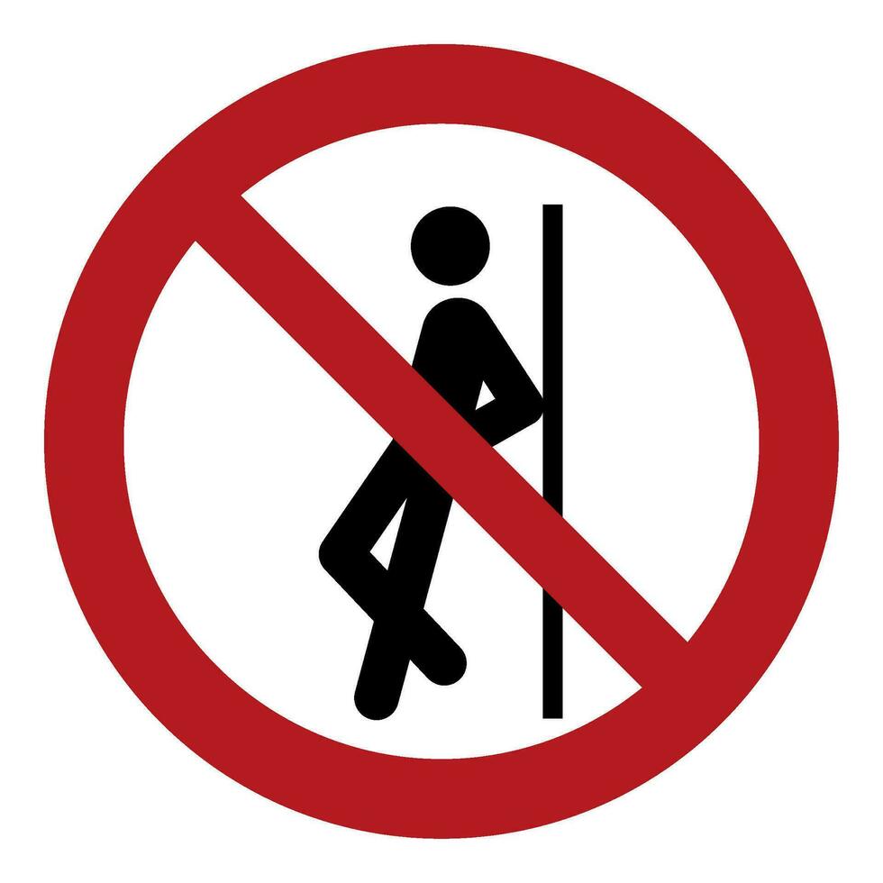 ISO 7010 Registered safety signs symbol pictogram Warnings Caution Danger Prohibition No leaning against vector