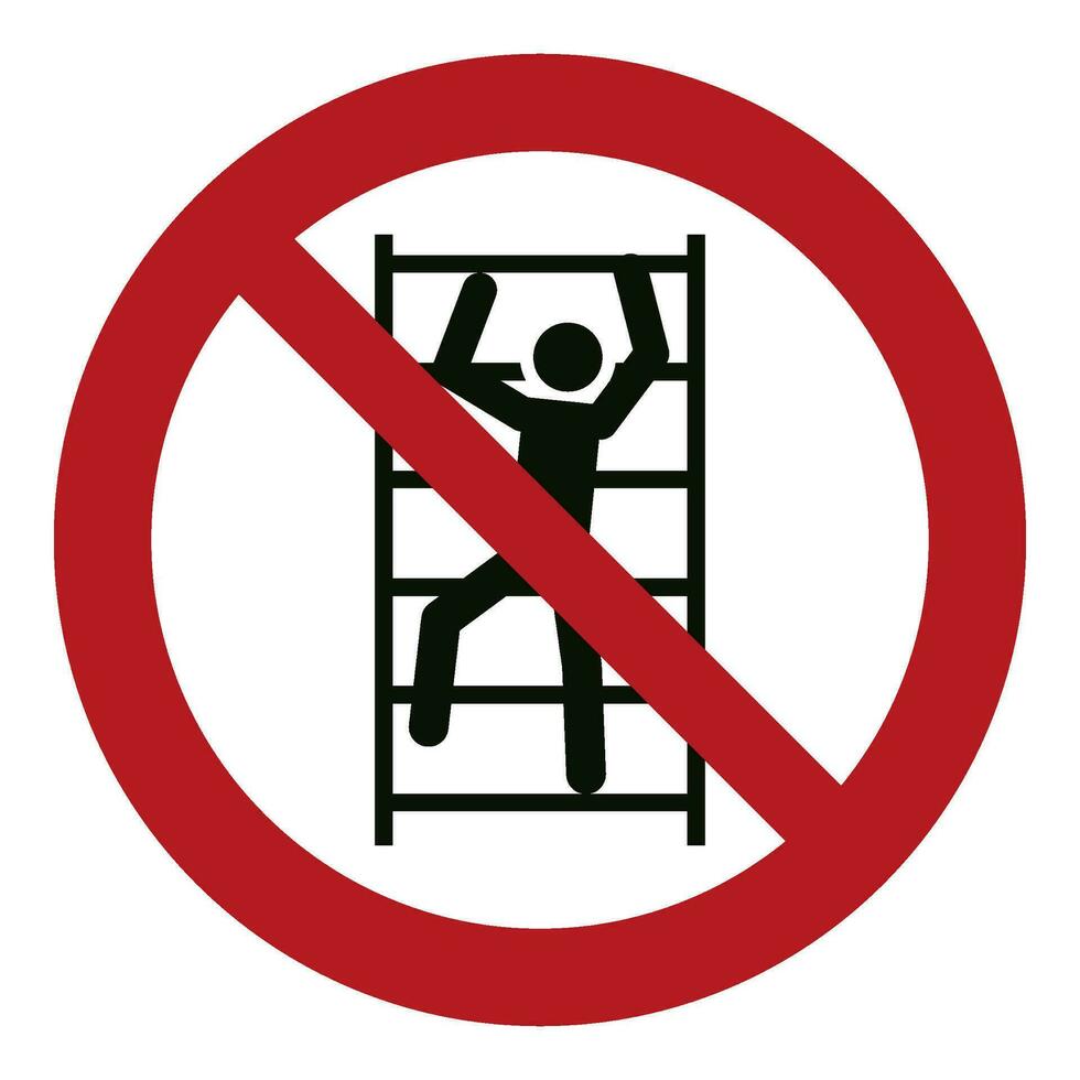 ISO 7010 Registered safety signs symbol pictogram Warnings Caution Danger Prohibition No climbing vector