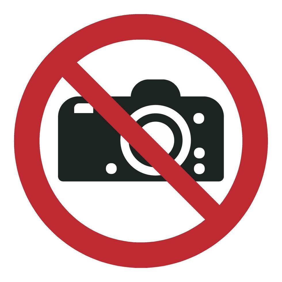 ISO 7010 Registered safety signs symbol pictogram Warnings Caution Danger Prohibition No photography Camera vector