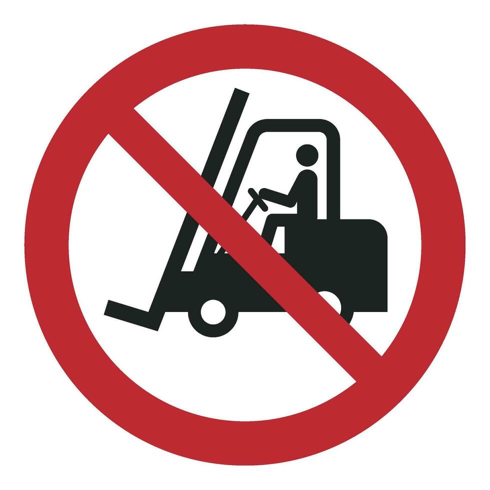 ISO 7010 Registered safety signs symbol pictogram Warnings Caution Danger Prohibition No access for forklift trucks and industrial vehicles vector