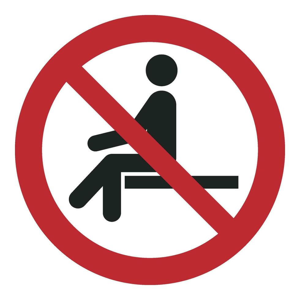 ISO 7010 Registered safety signs symbol pictogram Warnings Caution Danger Prohibition No sitting vector
