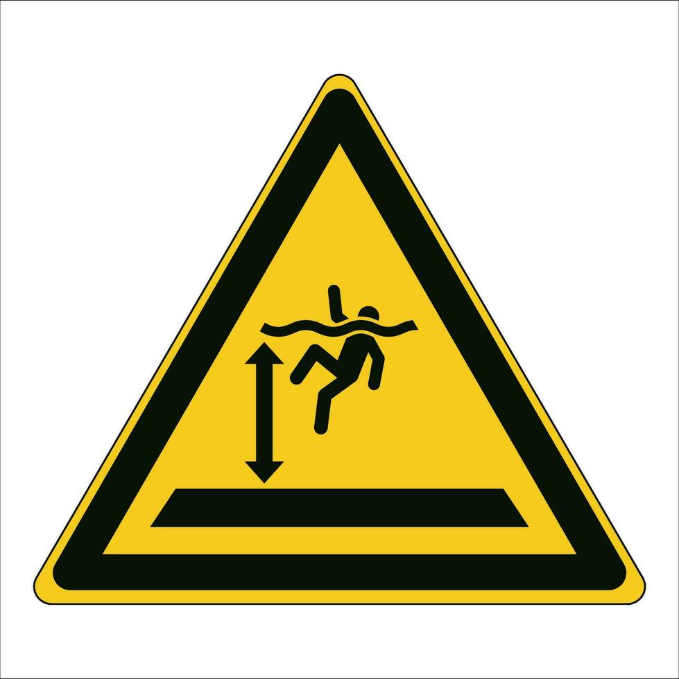 ISO 7010 Graphical symbols Registered Safety Sign Warning Deep water vector