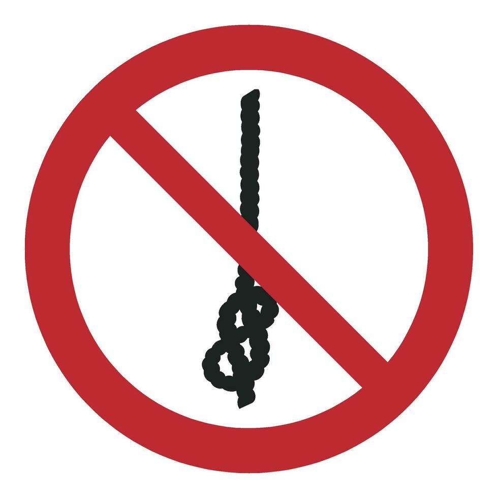 ISO 7010 Registered safety signs symbol pictogram Warnings Caution Danger Prohibition Do not tie knots in rope vector