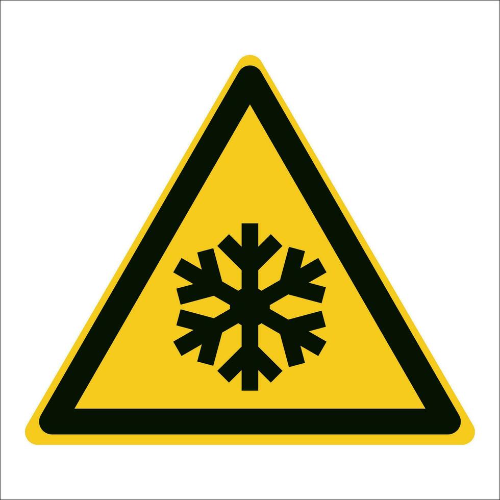ISO 7010 Registered safety signs symbol pictogram Warnings Caution Danger Low temperature freezing conditions vector