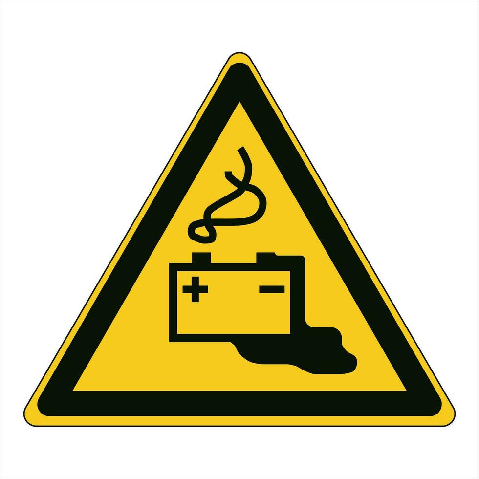 ISO 7010 Registered safety signs symbol pictogram Warnings Caution Danger Battery charging vector