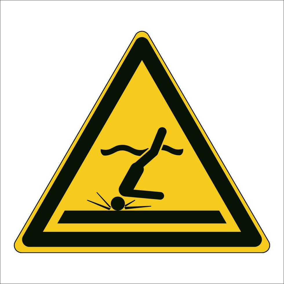 ISO 7010 Graphical symbols Registered Safety Sign Warning Shallow water vector