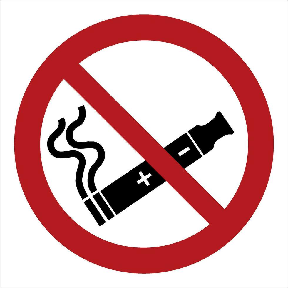 ISO 7010 Registered safety signs symbol pictogram Warnings Caution Danger Prohibition No vaping electronic cigarettes vector