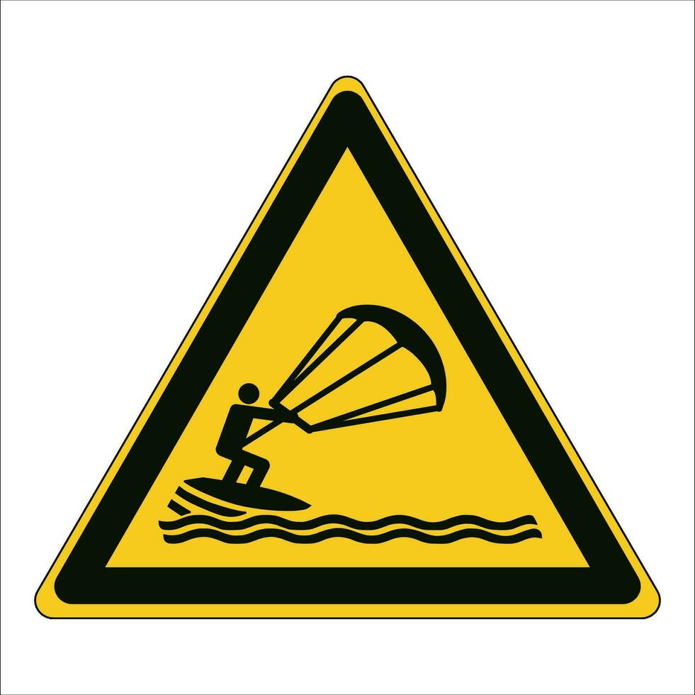 ISO 7010 Registered safety signs symbol pictogram Warnings Caution Danger Kite surfing vector