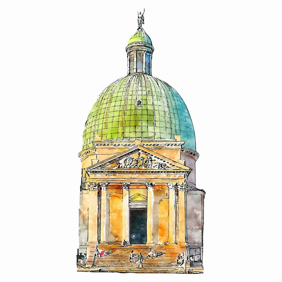 arquitectura Venecia Italia acuarela mano dibujado ilustración aislado en blanco antecedentes vector