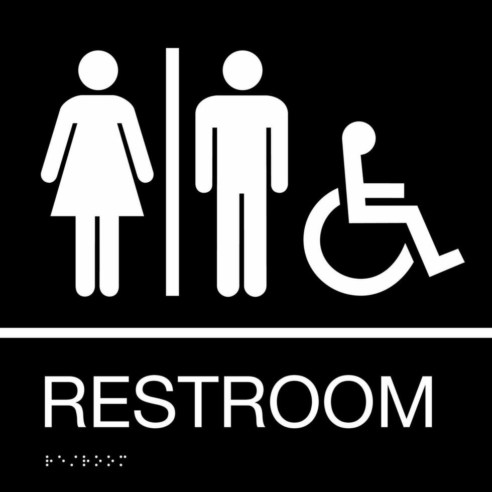 Office Restroom Toilet Closet Identification Braille Sign Styles Accessible Single with Lockable Door vector