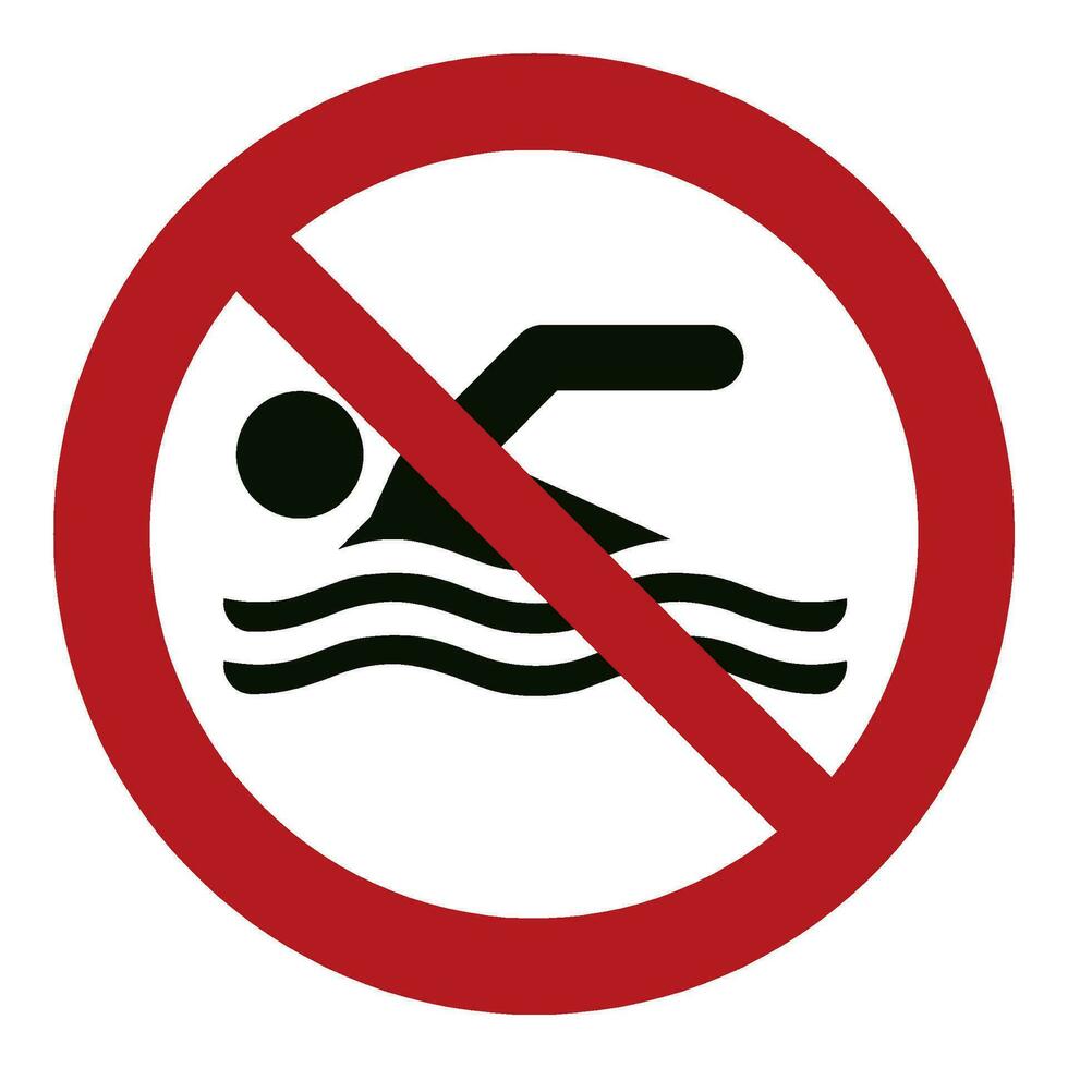 ISO 7010 Registered safety signs symbol pictogram Warnings Caution Danger Prohibition No swimming vector