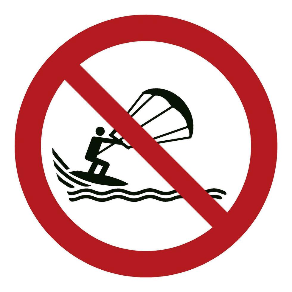 ISO 7010 Registered safety signs symbol pictogram Warnings Caution Danger Prohibition No kite surfing vector