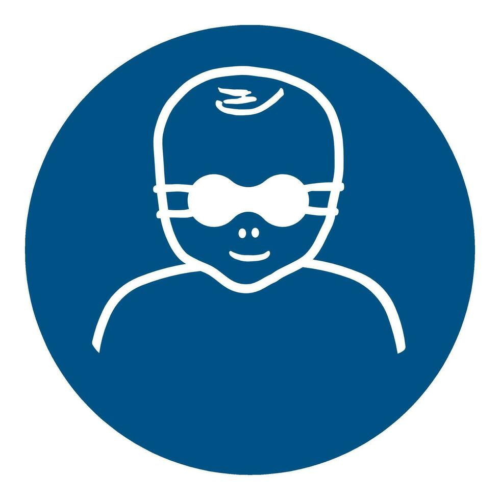 ISO 7010 Registered safety signs symbol pictogram Warnings Caution Notice Mandatory Protect infants' eyes with opaque eye protection vector