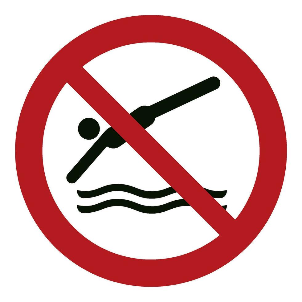 ISO 7010 Registered safety signs symbol pictogram Warnings Caution Danger Prohibition No diving vector