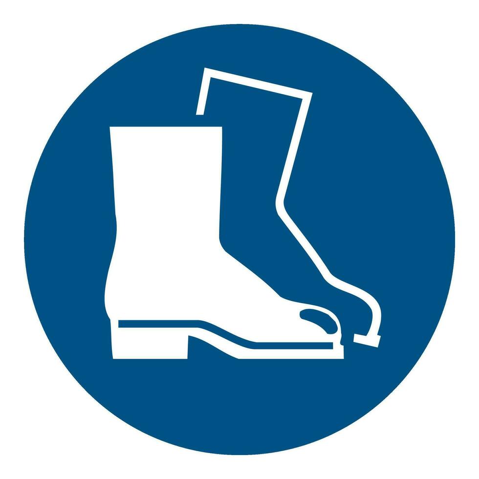 ISO 7010 Registered safety signs symbol pictogram Warnings Caution Notice Mandatory Protective footwear must be worn vector