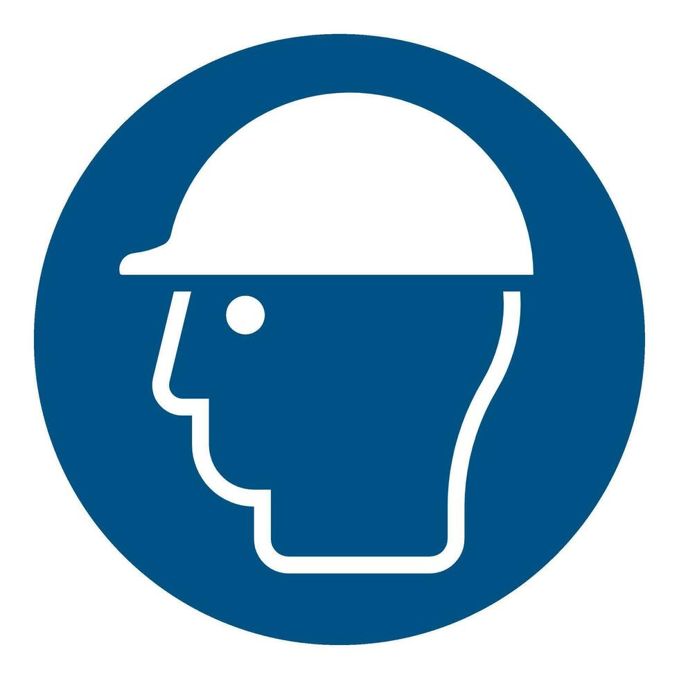 ISO 7010 Registered safety signs symbol pictogram Warnings Caution Notice Mandatory Safety helmets must be worn in this area vector