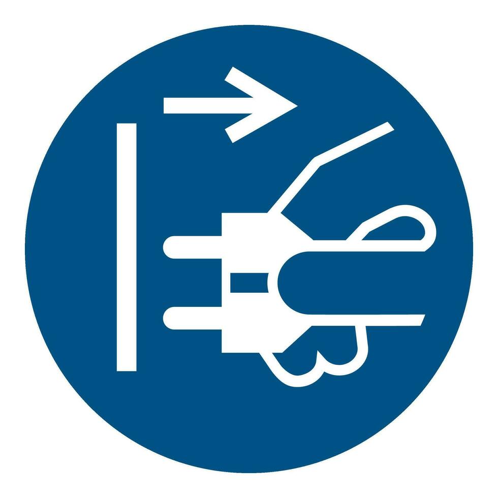 ISO 7010 Registered safety signs symbol pictogram Warnings Caution Notice Mandatory Disconnect mains plug from electrical outlet vector