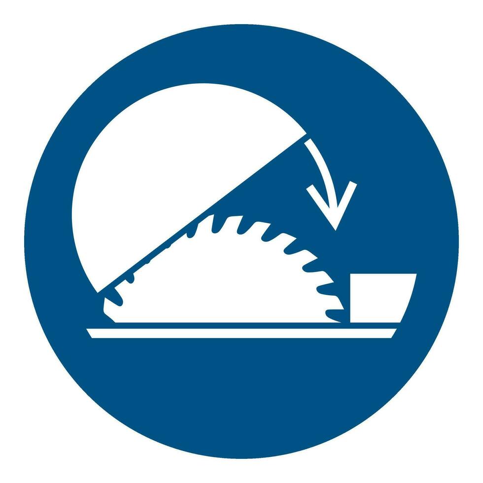ISO 7010 Registered safety signs symbol pictogram Warnings Caution Notice Mandatory Use table saw adjustable guard vector