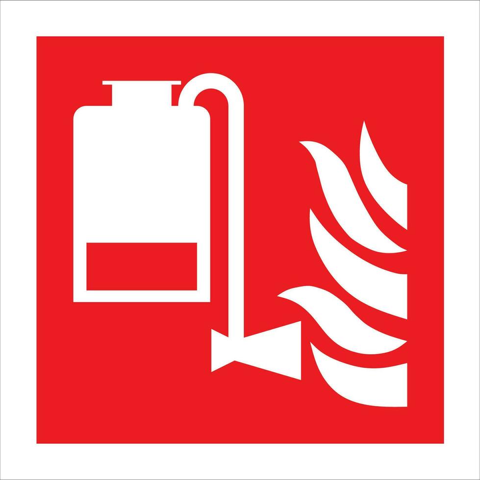ISO 7010 registered safety signs fire equipment action emergency signs Portable foam applicator unit vector