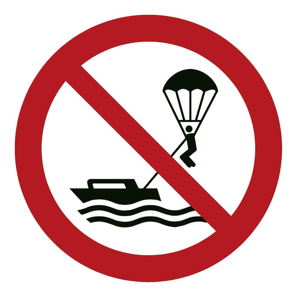 ISO 7010 Registered safety signs symbol pictogram Warnings Caution Danger Prohibition No parasailing vector