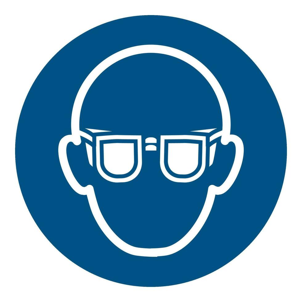 ISO 7010 Registered safety signs symbol pictogram Warnings Caution Notice Mandatory Eye protection must be worn vector