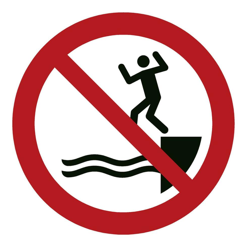 ISO 7010 Registered safety signs symbol pictogram Warnings Caution Danger Prohibition No jumping into water vector