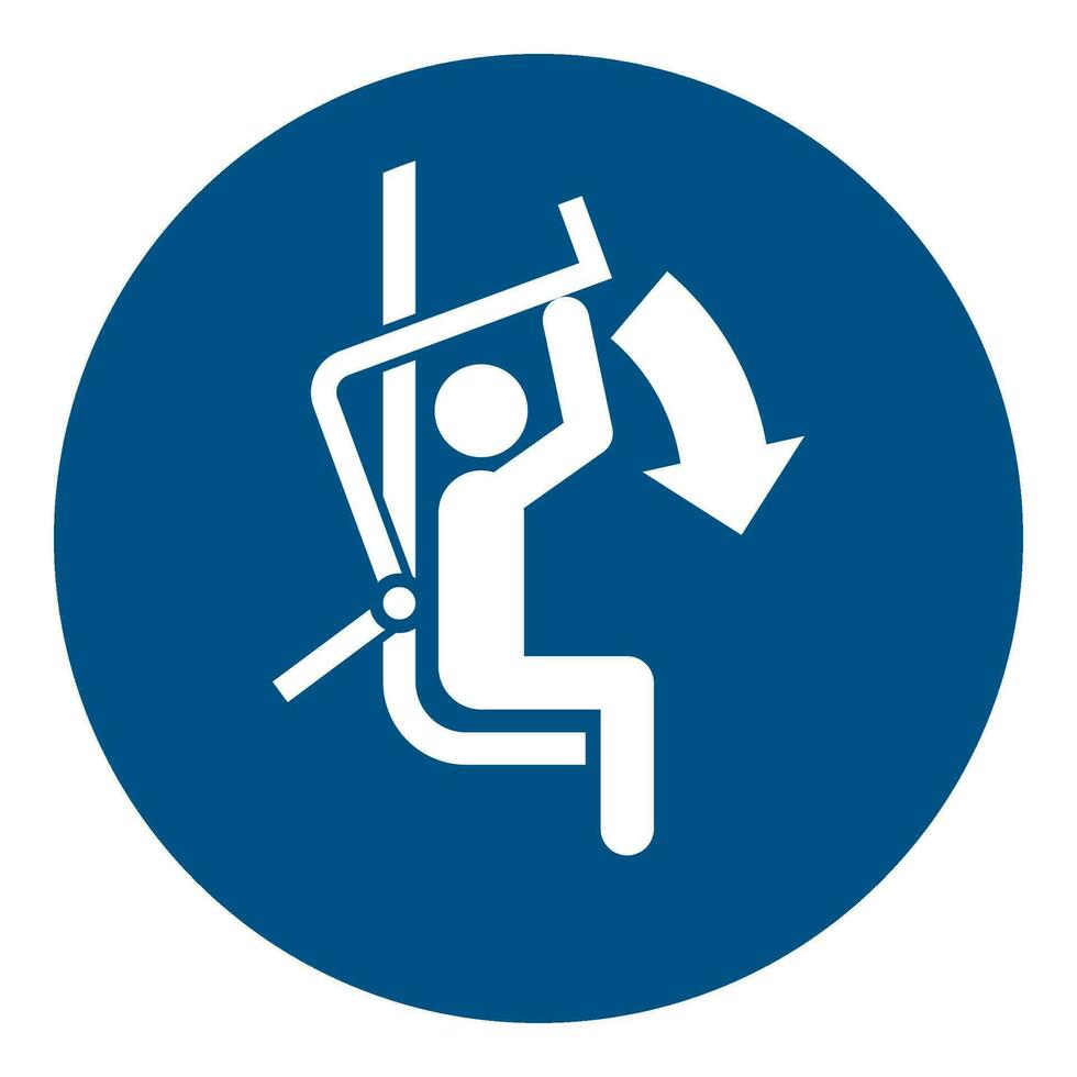 ISO 7010 Registered safety signs symbol pictogram Warnings Caution Notice Mandatory Close safety bar of chairlift vector